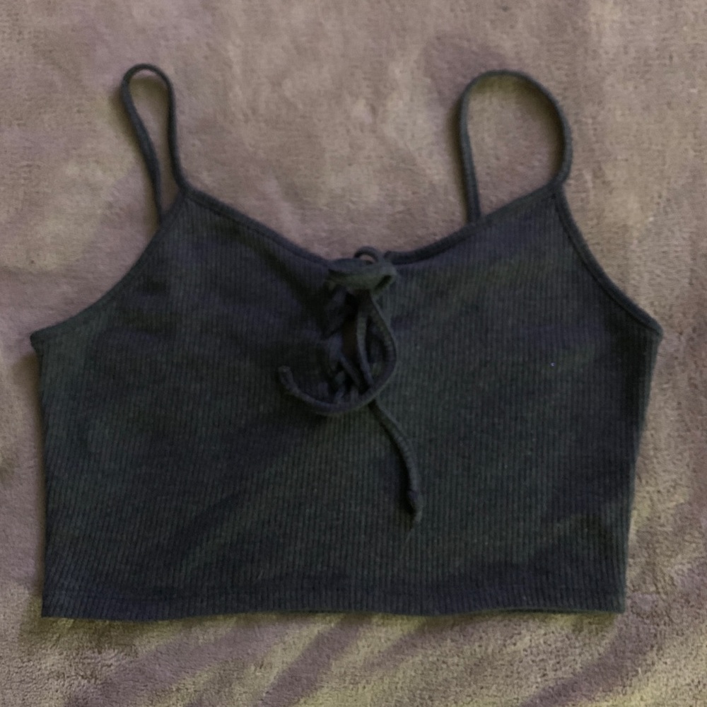 Crop lace up tank